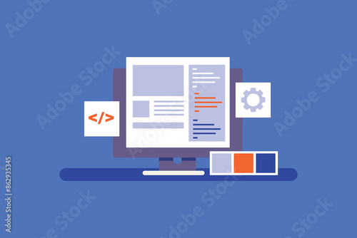 Website coding, Website code for web development, App development, Writing codes, Website designing services, testing website. Vector illustration concept.