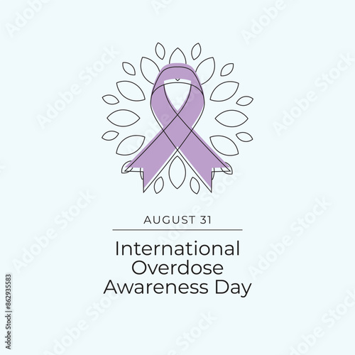 International Overdose Awareness Day. Line art design. Vector line art. Good for usage. Continuous line. eps 10.