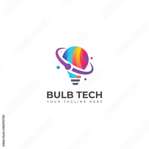  Creative Bulb tech vector logo.