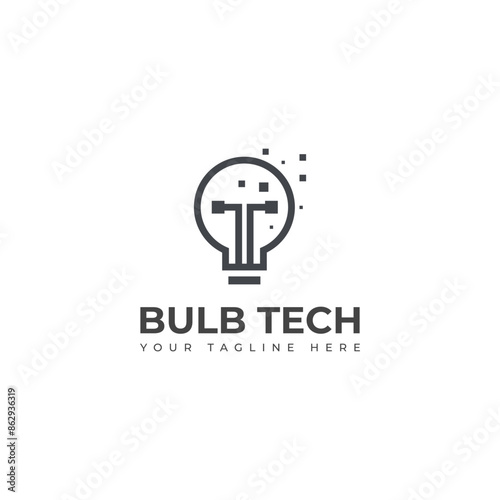  Creative Bulb tech vector logo.