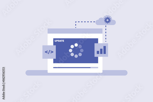 Website loading speed, Software update, Online app update, Cloud application, Website speed optimization. Vector illustration concept.