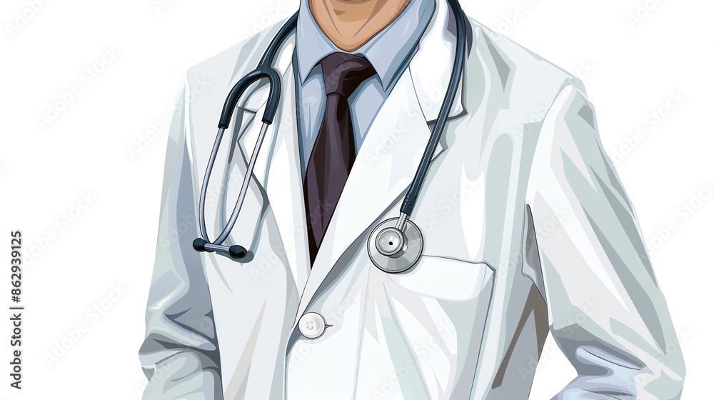 Vector illustration of a doctor with a stethoscope on an isolated white background, perfect for healthcarethemed designs and medical promotions Vector illustration of a doctor with a stethoscope on an isolated white background, perfect for healthcarethemed designs and medical promotions