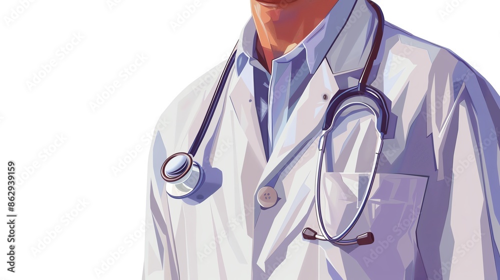 Vector illustration of a doctor with a stethoscope on an isolated white background, perfect for healthcarethemed designs and medical promotions Vector illustration of a doctor with a stethoscope on an isolated white background, perfect for healthcarethemed designs and medical promotions