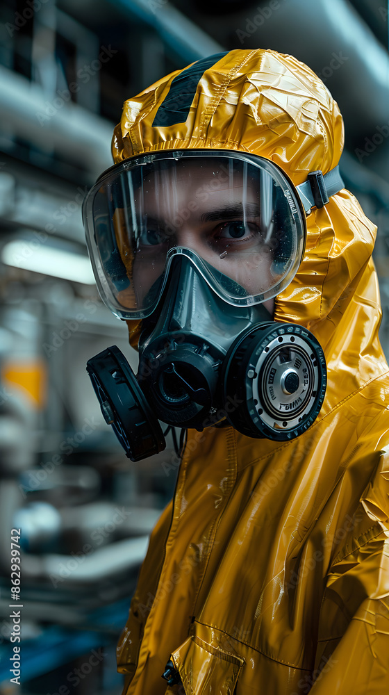 Man Wearing Protective Gas Mask