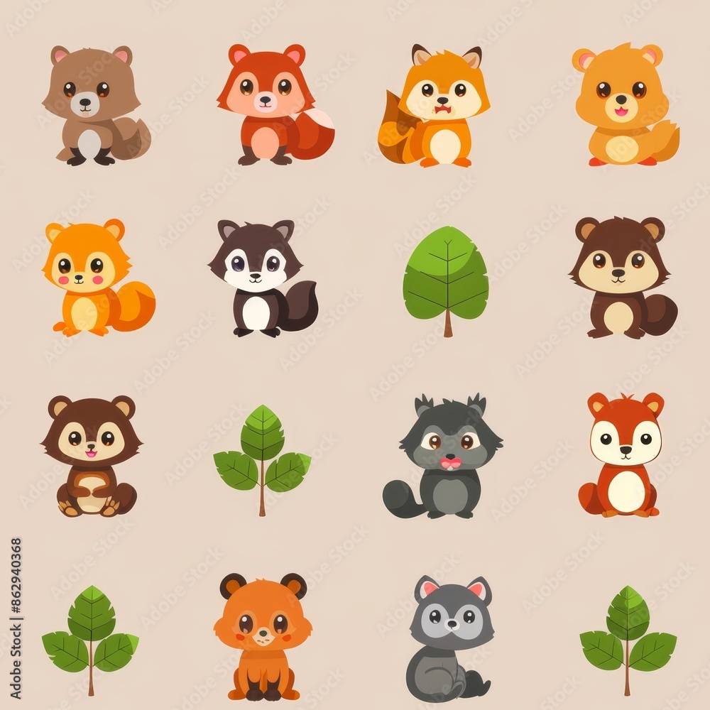 Obraz premium Diverse wildlife pattern background featuring a range of animals for versatile design purposes