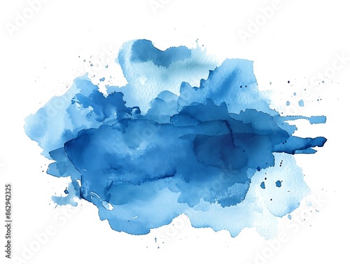 A blue and white watercolor splash