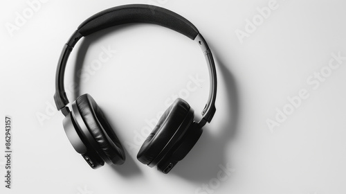 wireless overhead black headphones isolated background
