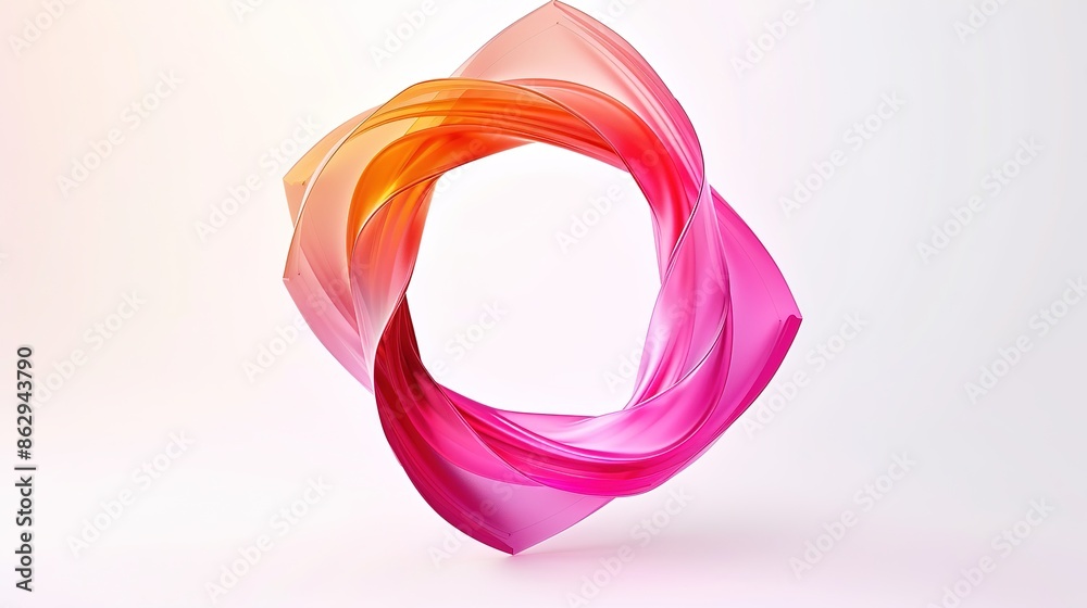Minimalist Abstract Vector Design: Pink and Orange Wavy Strokes Forming Hexagon Symbol Minimalist Abstract Vector Design: Pink and Orange Wavy Strokes Forming Hexagon Symbol