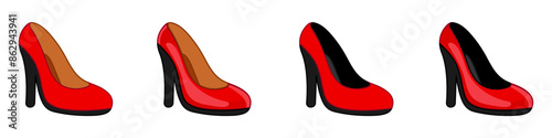 Red high heels icon. Woman shoe icon. Woman high heel emoji vector.