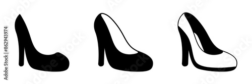Black high heels icon. Woman shoe icon. Woman high heel vector.