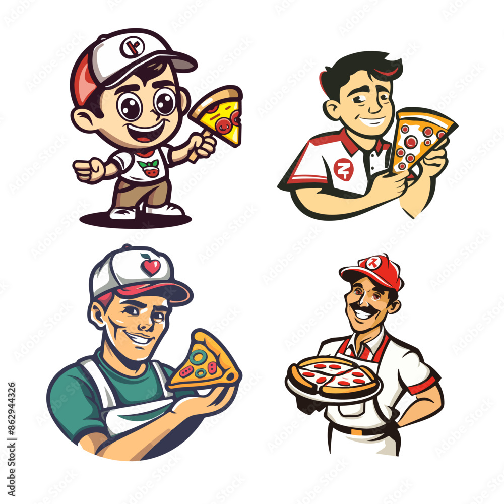 chef man with pizza mascot character