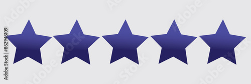Star blue icon on transparent background. Customer feedback concept. Vector 5 stars rating review. Quality shape design. Vector yellow isolated five stars.