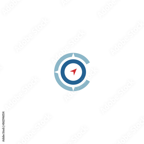 letter CO or OC and compass logo concept vector icon