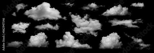 Photography Clouds set isolated on black background
