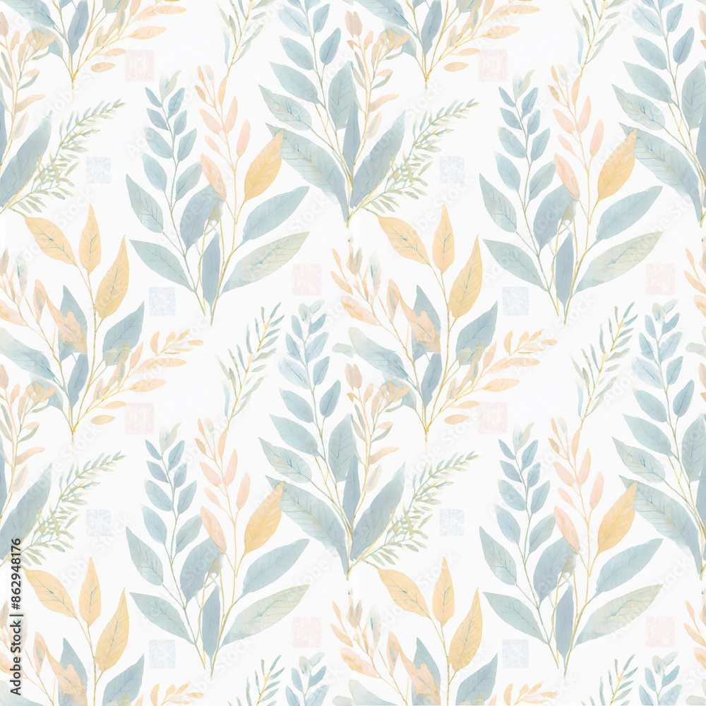 Watercolor Nature Element Wallpaper, tile pattern Watercolor Nature Element Wallpaper, tile pattern