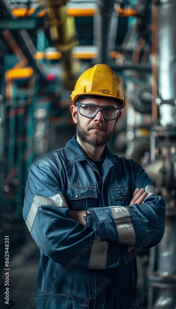 Engineer at work in industrial factory setting, showcasing industrial engineering Engineer at work in industrial factory setting, showcasing industrial engineering
