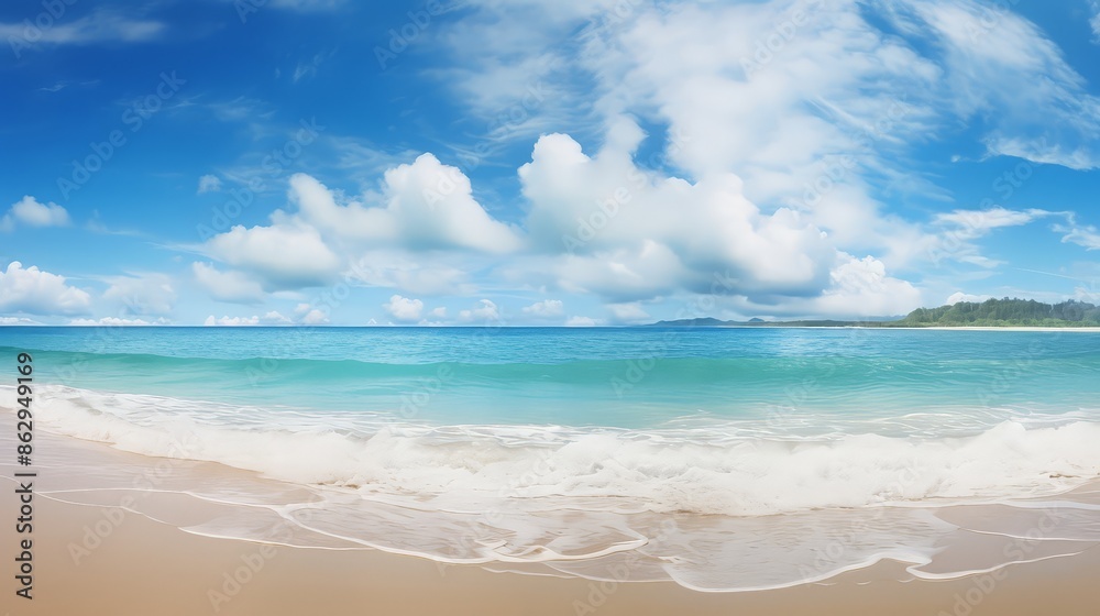 Panorama of perfect white sand beach and turquoise tropical ocean in Maldives. Tropical beach panorama Panorama of perfect white sand beach and turquoise tropical ocean in Maldives. Tropical beach panorama