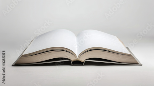 Empty Opened Notebook closeup on white background. Top view diary with clipping path © Hernan