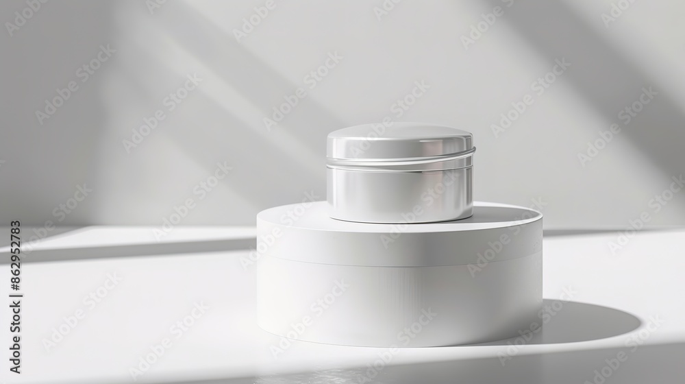 Minimalist cosmetic jar on a white background