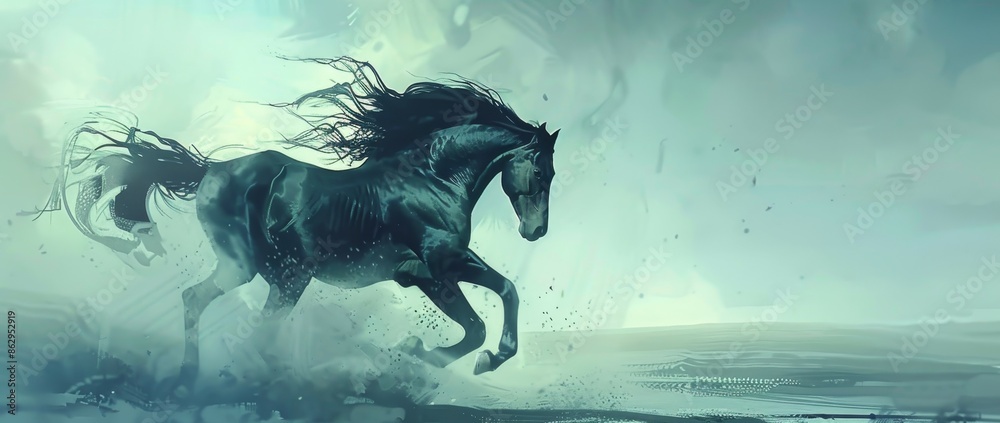 Obraz premium A beautiful ethereal horse runs free.