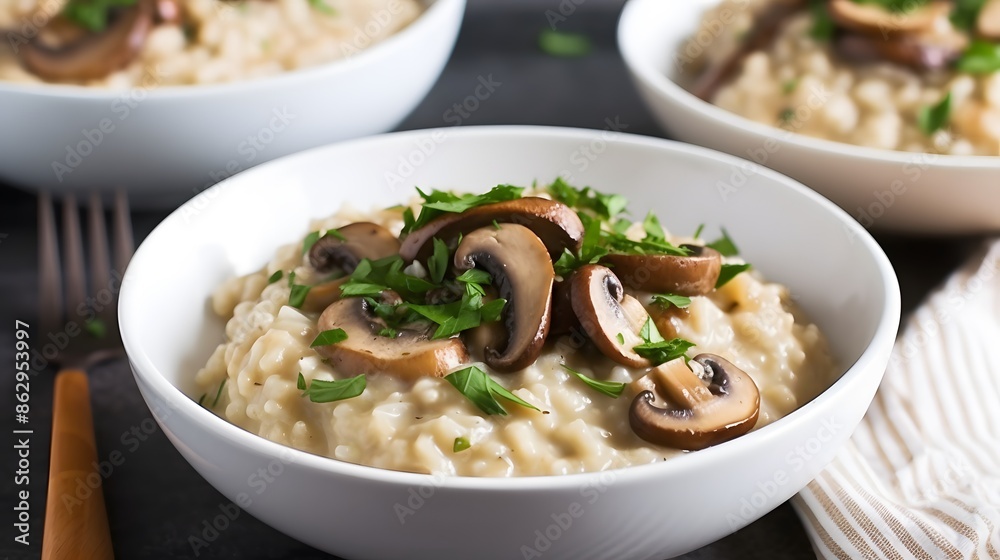 Close up view of appetizing mushroom risotto. Close up view of appetizing mushroom risotto.