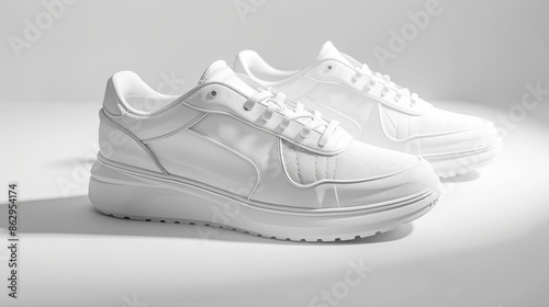 White sneakers on white background, including clipping path