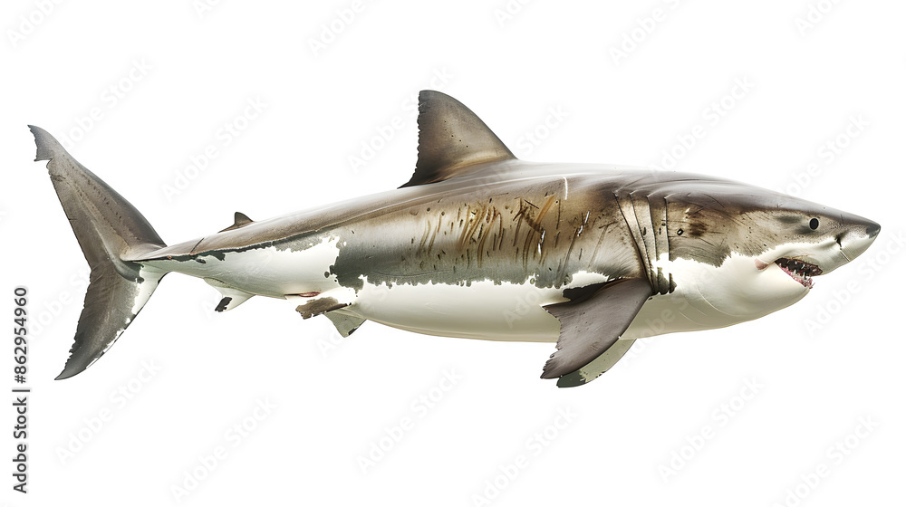 Fototapeta premium White shark isolated on white background