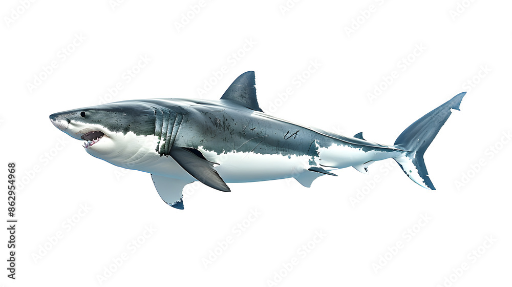 White shark isolated on white background White shark isolated on white background