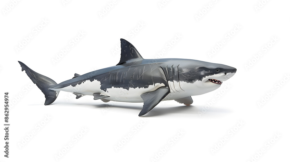 White shark isolated on white background White shark isolated on white background