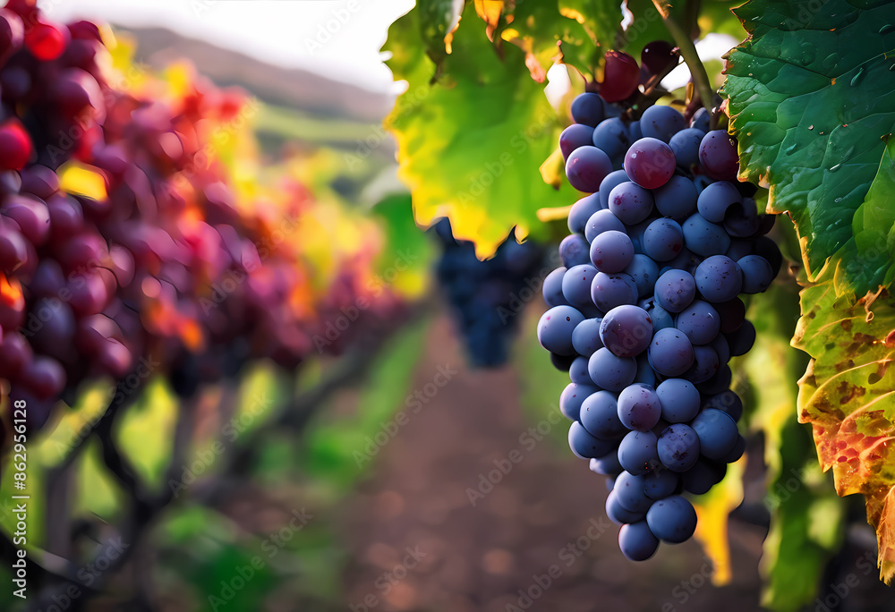 Naklejka premium grapes in vineyard
