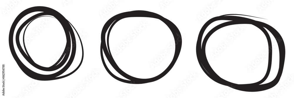 Highlight circle frames. For message note mark design element. Set hand drawn pencil or marker round circles line sketch set. Circular scribble doodle oval. Vector illustration. Transparent background Highlight circle frames. For message note mark design element. Set hand drawn pencil or marker round circles line sketch set. Circular scribble doodle oval. Vector illustration. Transparent background