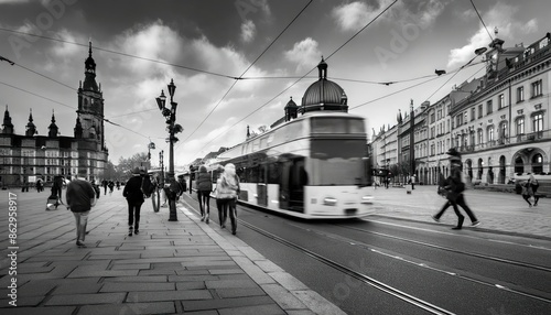 Fototapeta Naklejka Na Ścianę i Meble -  Black and white Prague street