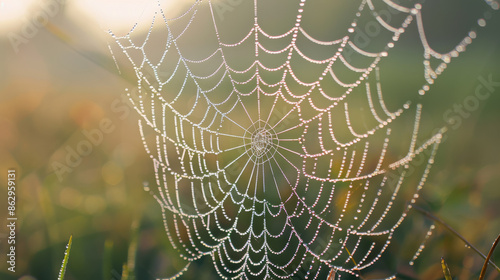 Spider Web close up in darkness