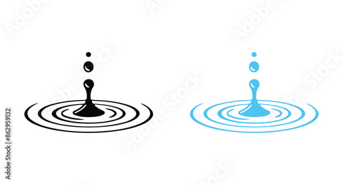 Water splash animation. Dripping water splatter animation. Water droplet fall animation. Moisture drop ripple icon vector