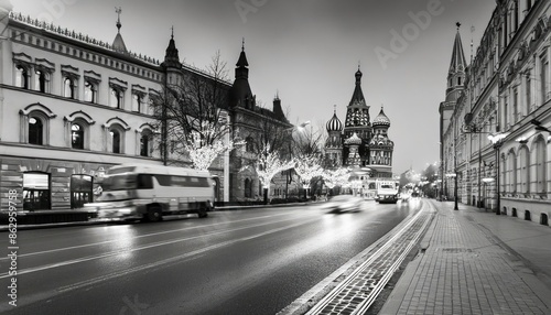 Fototapeta Naklejka Na Ścianę i Meble -  Black and white Prague street