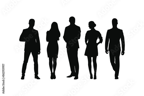 Business people silhouettes. Group of business men and women. Abstract isolated vector silhouettes