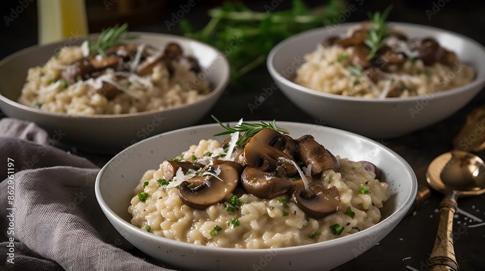 Close up view of appetizing mushroom risotto. Close up view of appetizing mushroom risotto.