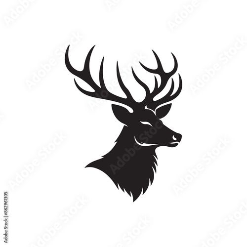 Deer Head Icon Design Silhouette Vector Art