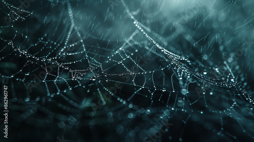 Spider Web close up in darkness