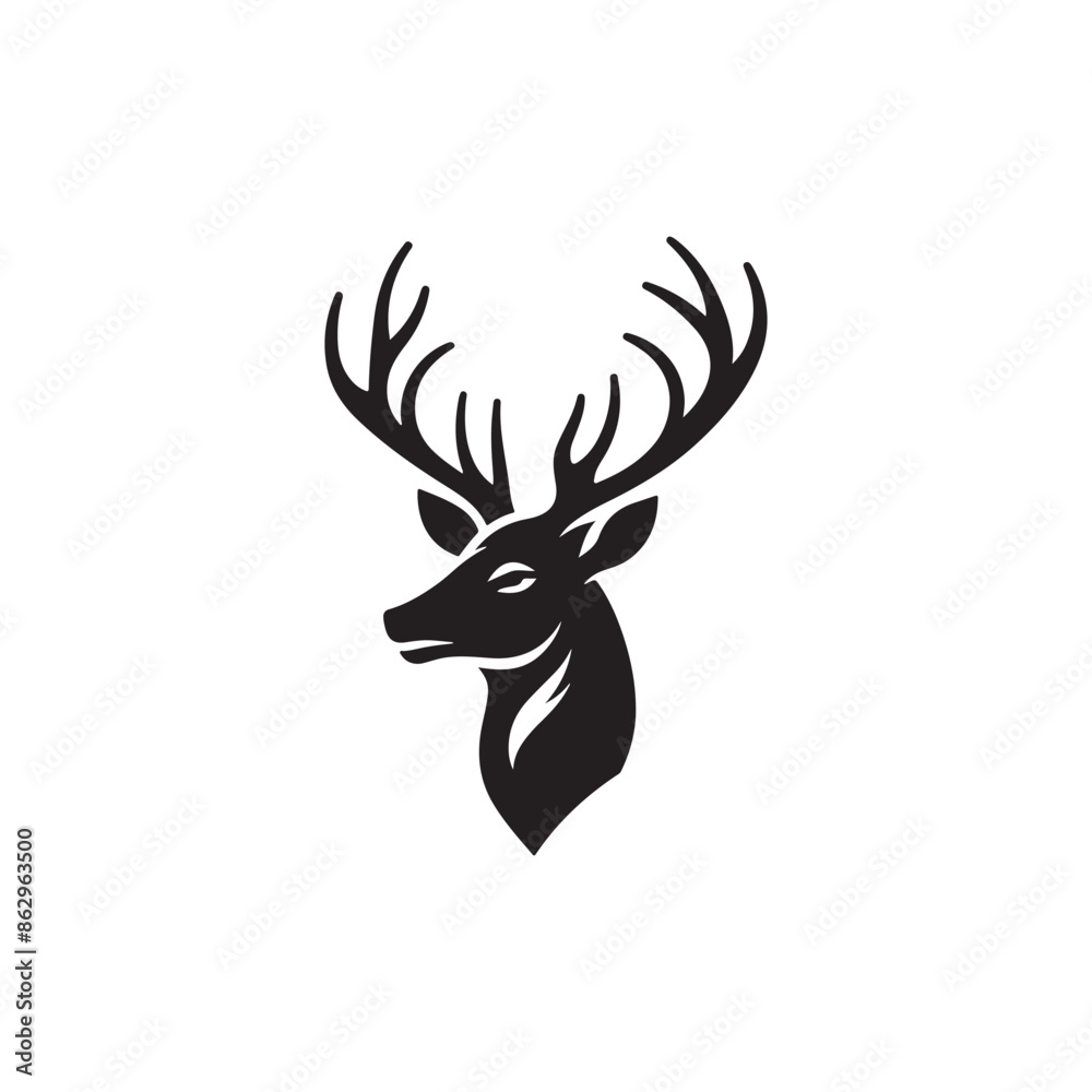 Deer Head Icon Design Silhouette Vector Art Deer Head Icon Design Silhouette Vector Art