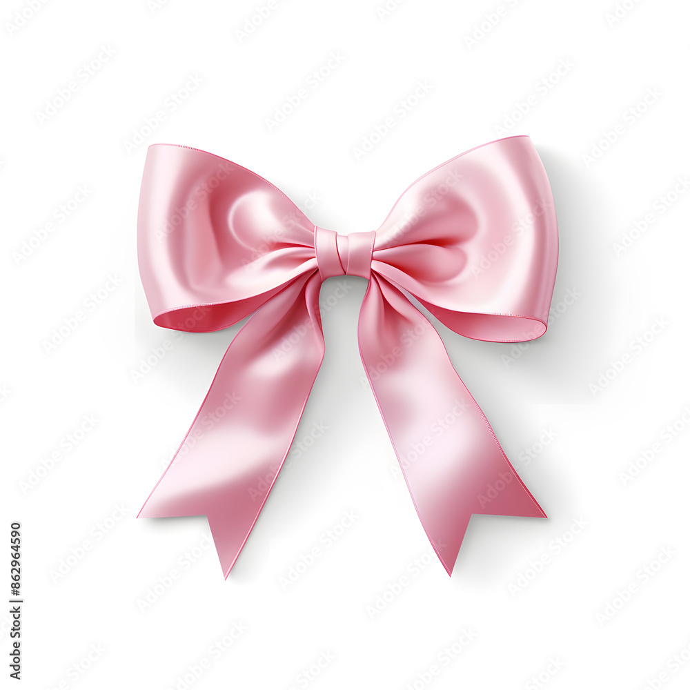 Pink silky bow and ribbon isolated on white background Pink silky bow and ribbon isolated on white background