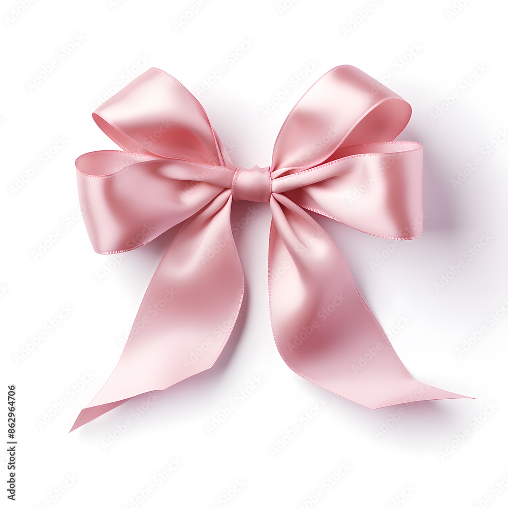 Pink silky bow and ribbon isolated on white background Pink silky bow and ribbon isolated on white background