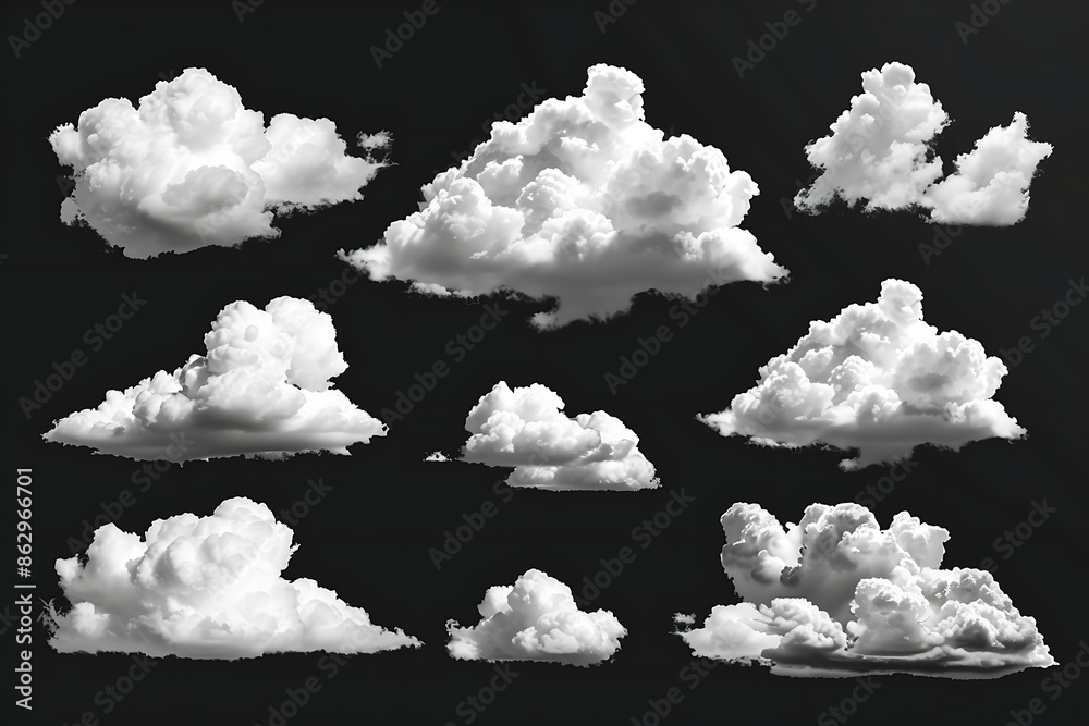 A group of clouds on a black background A group of clouds on a black background