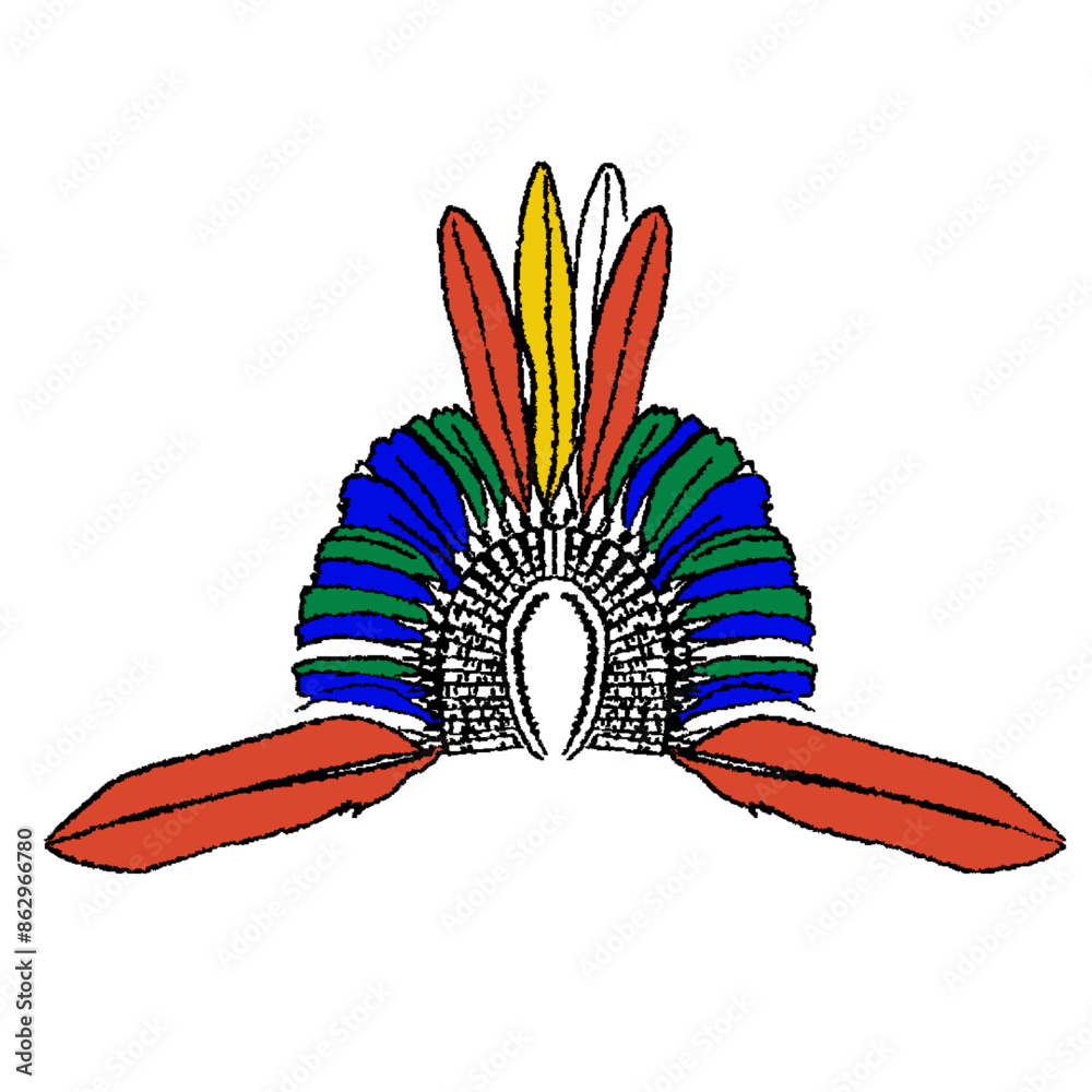 Ilustração Cocar Indigena Brasil