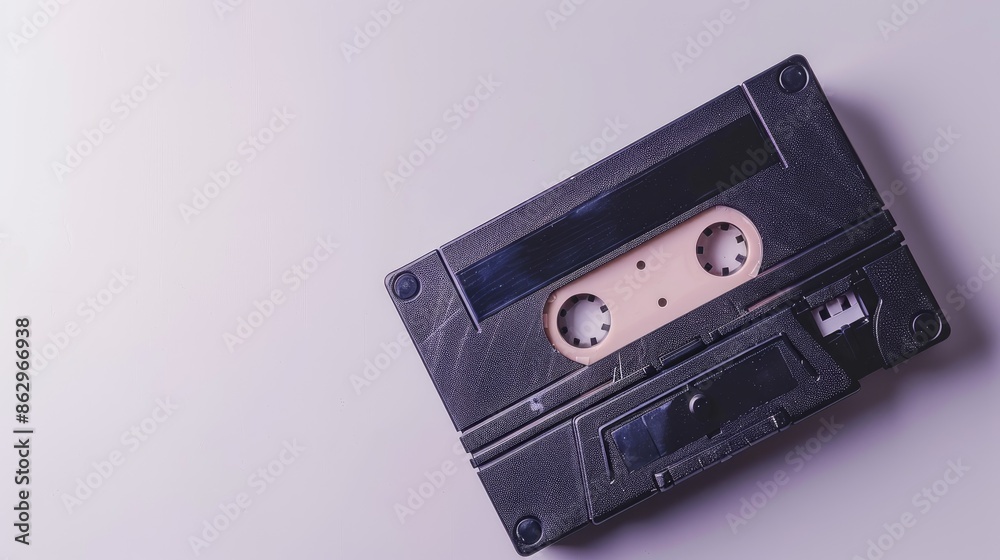Fototapeta premium Vintage cassette on white backdrop