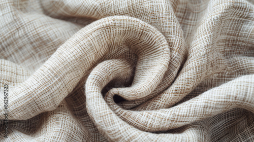 Close-up of the texture of the light fabric.