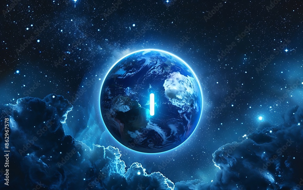 Fototapeta premium earth Hour Ecology and Environment Concept Blue plan