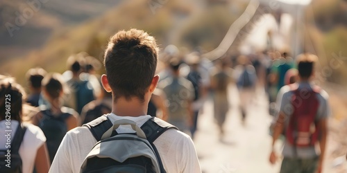Challenges of Illegal Border Crossings and Immigration Issues in the USA. Concept Legal Immigration Policies, Border Security Measures, Social Impacts, Humanitarian Concerns photo