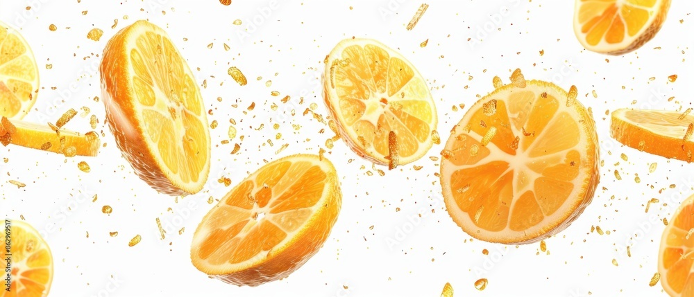 Orange Slices in mid-air