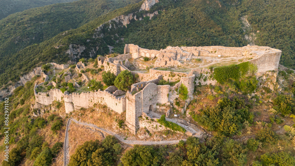 Ruins of old town in Mystras, Greece - archaeology background Ruins of old town in Mystras, Greece - archaeology background